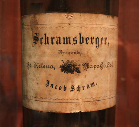 Vintage label on Schramsberger Burgundy made by Jacob Schram. circa 1891