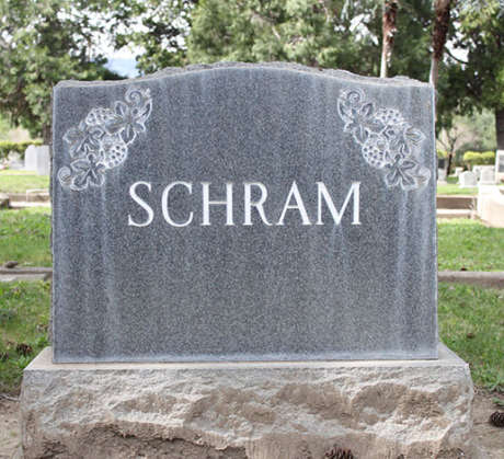 Schram family headstone in St. Helena Cemetery
