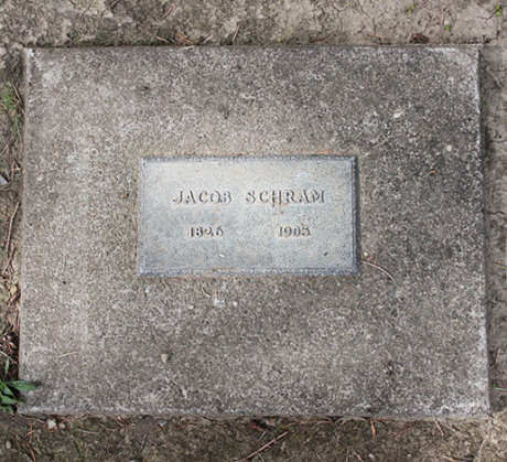 Jacob Schram headstone in St. Helena Cemetary,1826 to 1905