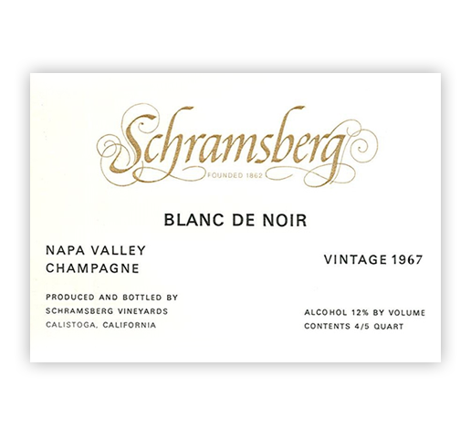 Schramsberg 1967 Blanc de Noir Napa Valley wine label