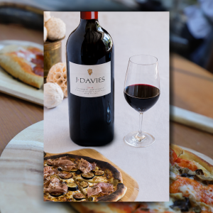 J. Davies Estate Cabernet Magnum with pizza