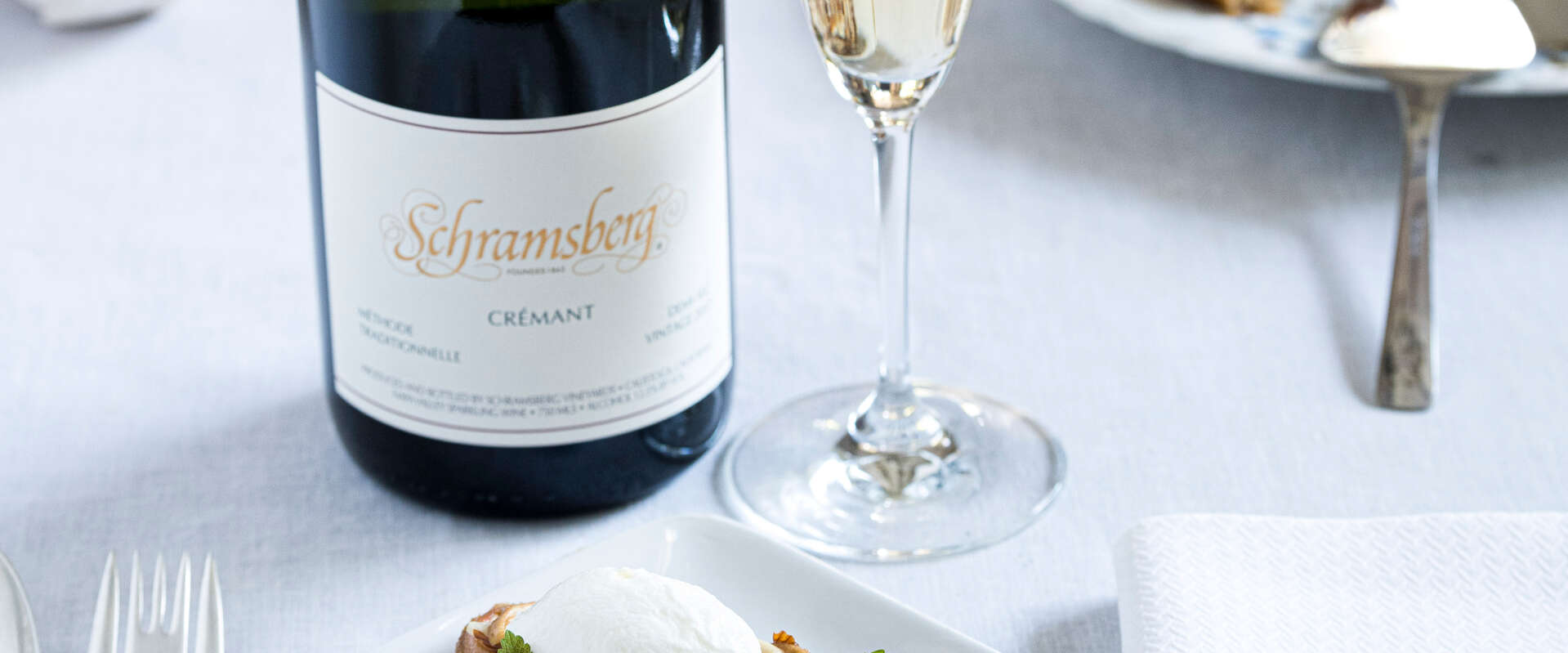 Schramsberg Crémant Demi-Sec paired with Calistoga Apple Torte