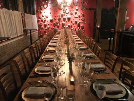 Dining table set up in The Chef's Table restaurant in Milwaukee