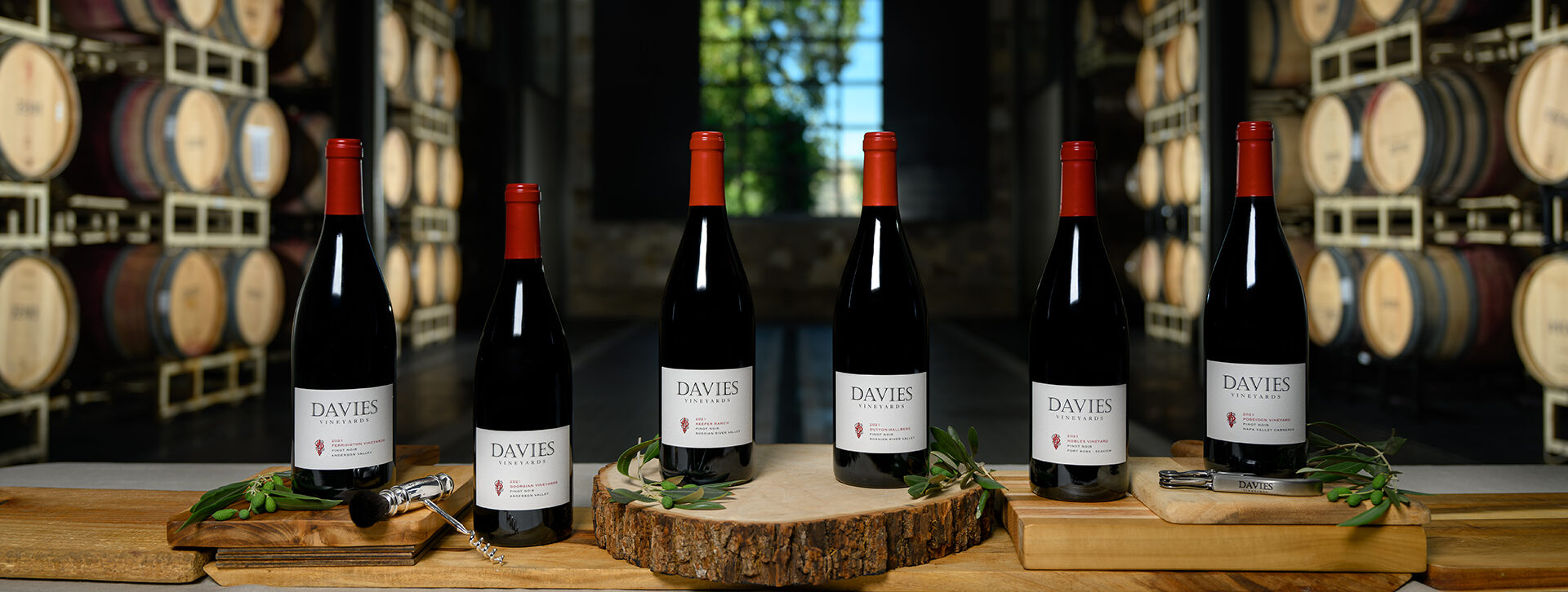 Davies Pinot Noirs in Barrel Room