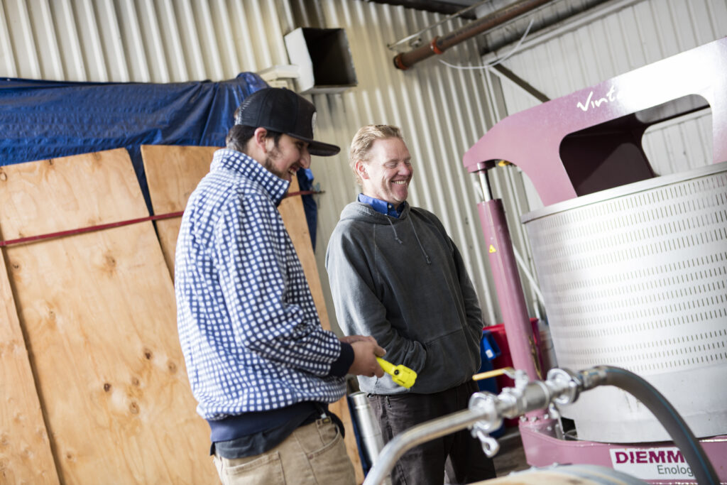 Davies Team looking at Wine Press