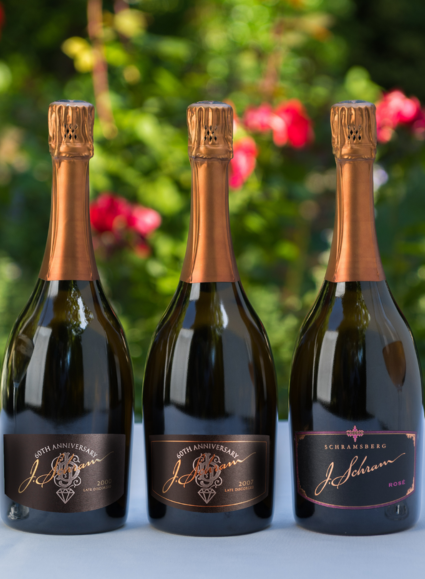 2000 & 2007 J. Schram Late Disgorged bottles and 2017 J. Schram Rosé bottle