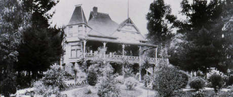 J. Schram Victorian house and formal front gardens, circa 1875