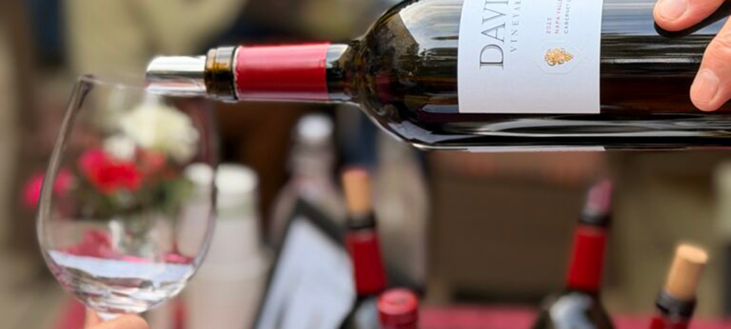 Davies Cabernet being poured into a wine glass