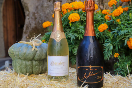 Bottle of Schramsberg Blanc de Noirs and bottle of J. Schram Noirs