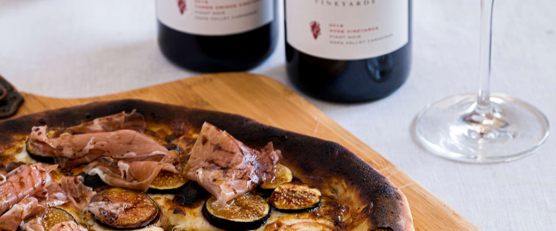 Davies Vineyards Pinots paired with Fig and Prosciutto Pizza with Balsamic Drizzle