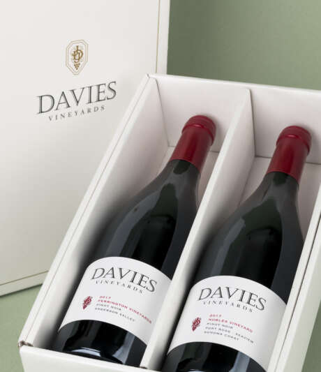 Davies Vineyards gift box set with "Ferrington Vineyards" and "Nobles Vineyards" Pinot Noir