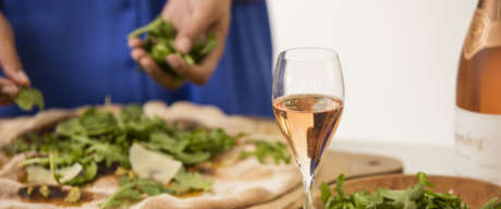 Schramsberg Brut Rosé accompanies kitchen prep for pizza