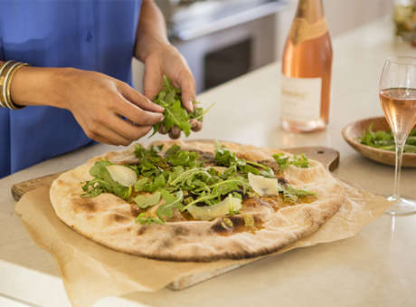 Blanc de Noirs being enjoyed during pizza prep