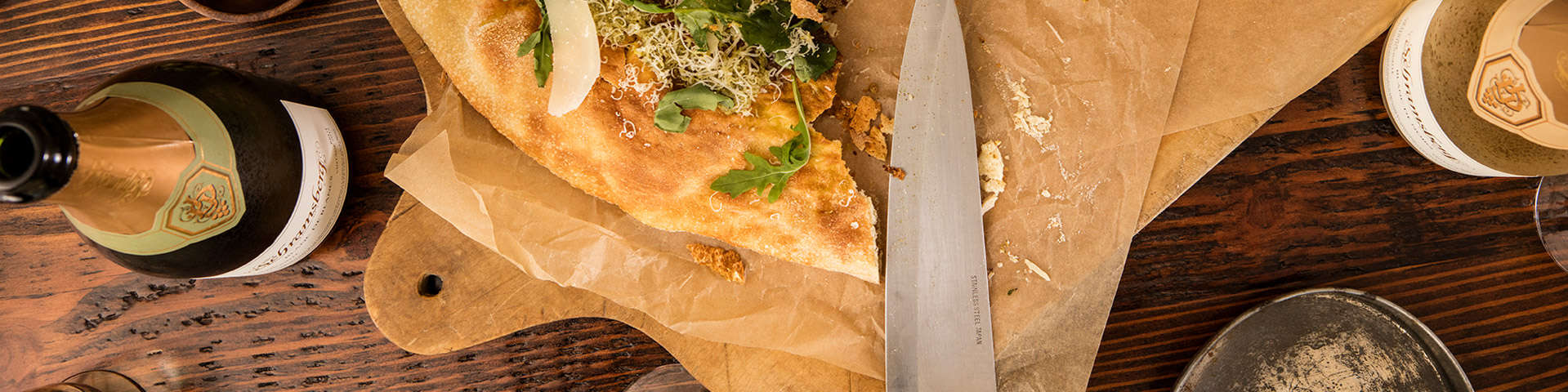 Schram_Nov2_Side_MG_4968_pairings Schramsberg Blanc de Blancs sparkling wine paired with arugula and Parmesan flatbread