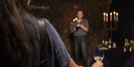 Wine tasting by candlelight in the caves