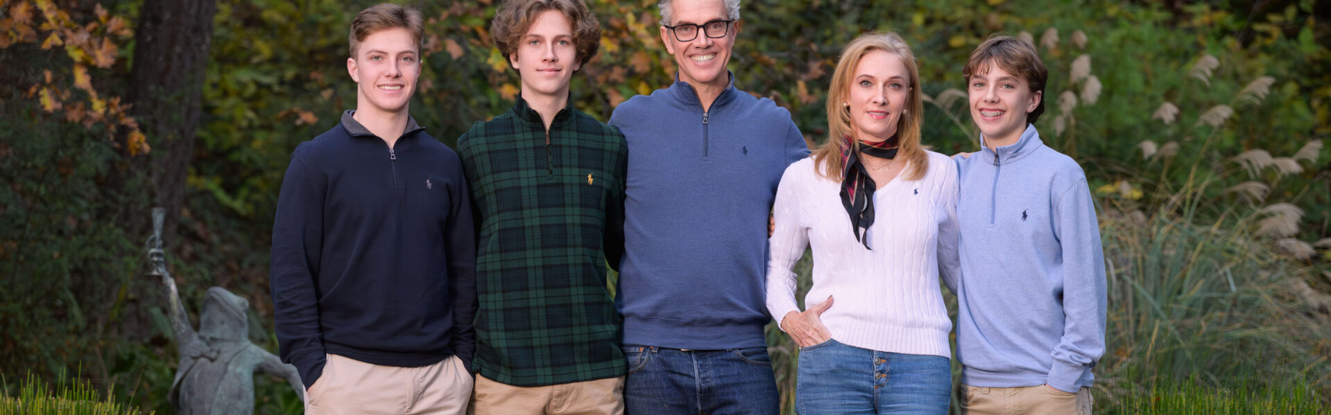 The Davies Family standing in from of the Schramsberg frog pond