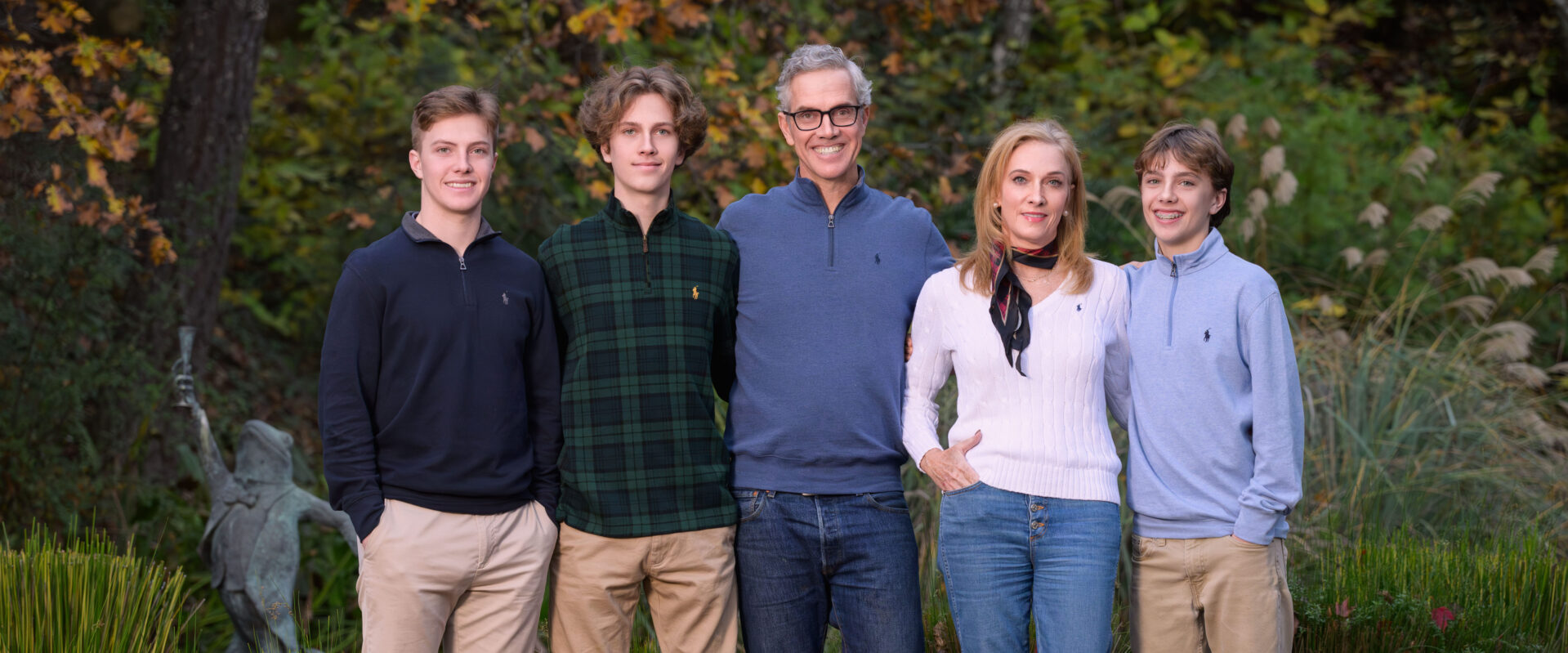 The Davies Family standing in from of the Schramsberg frog pond